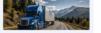 Semi truck traveling on a mountain highway